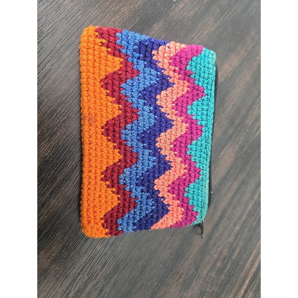 Lily Crochet Coin Purse Multicolor Orange Blue Brown Green